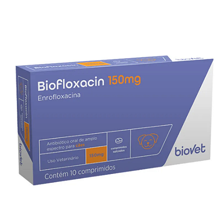 Biofloxacin 150mg Antibiótico para Cães 10 comprimidos