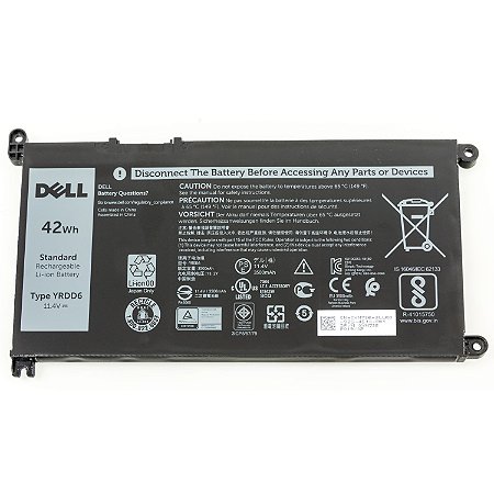 Bateria YRDD6 para Notebook Dell Inspiron 5482 5480 5481 5485 5491 5591 5593 3583 3310 2-em-1 3493 3582 3593 3793 5584 5493 5581