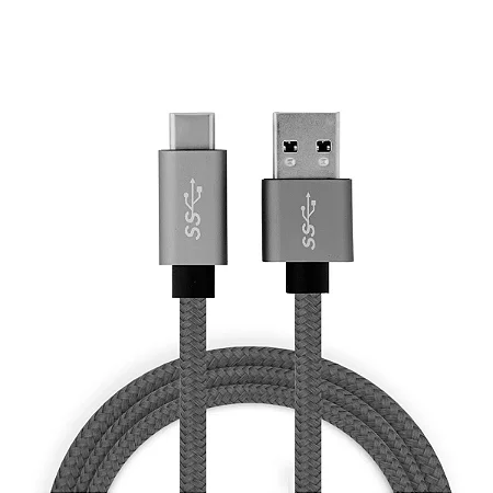 Cabo USB-C para USB 3.1 Nylon Cinza 1 Metro - GT