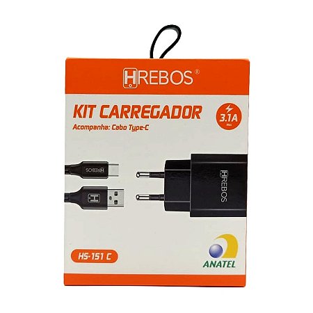 Kit Carregador de Celular USB-C 3.1A 15W HS-151 C - Hrebos
