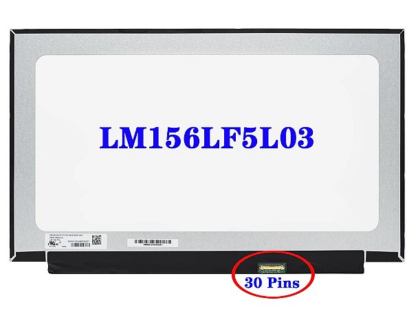 Tela 15.6 Slim 30 pinos LM156LF503 para Notebook Samsung NP850XBD Full HD IPS