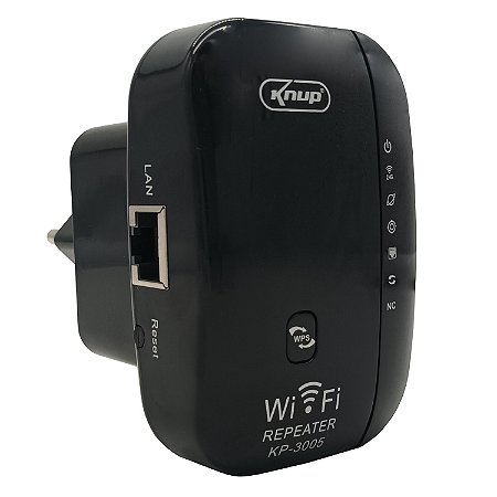 Repetidor de Sinal WiFi 300Mbps 2.4Ghz Knup KP-3005 - Preto
