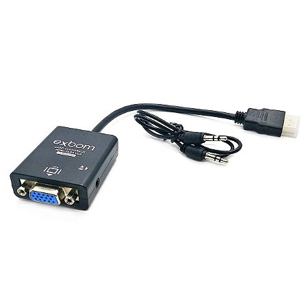 Cabo Conversor HDMI para VGA com Saída de Áudio P2 - Exbom CC-HVA100