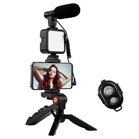 Kit de Iluminação Fotográfica Luz Led + Microfone + Tripé OR-PL04 - Oberon