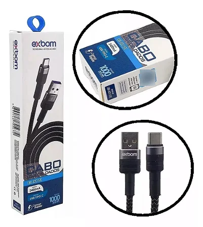 Cabo Exbom CBX-U2C15TC USB 3.0 Tipo C 100cm - Carregador Turbo