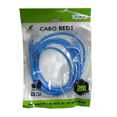 Cabo de Rede CAT5e RJ45 Azul - 02 metros