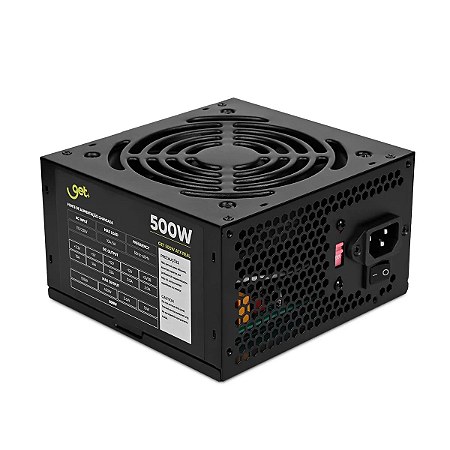 Fonte ATX 500W Real Get com Cabo de Força Bivolt Preto