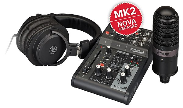 Kit Mesa De Som Interface Microfone e Fone de Ouvido para Musica Lives  Podcast Yamaha AG03MK2 LSPK - Atelie do Som - Audio Profissional e Estudio