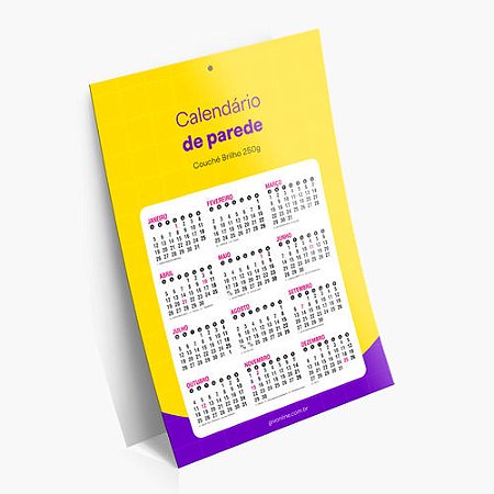 Calendário de Parede - 4x0 - Couchê 250g - Pequena Tiragem