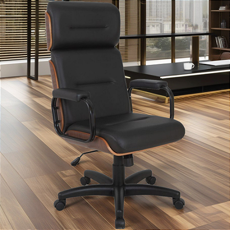 Cadeira Original Eames com Rodinhas Anti Risco para Escritório Linha Capa em Madeira Marrom