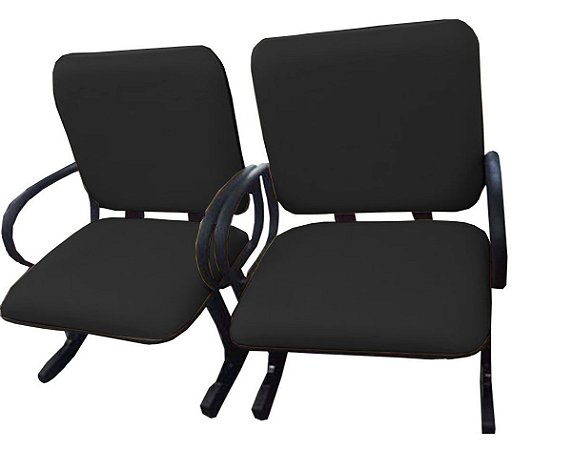 02 Cadeiras para Escritório para Obesos até 250kg Preto