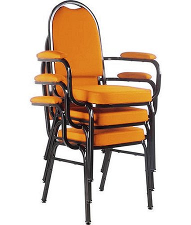 Kit com 3 Cadeiras para Auditório Linha Hotel Laranja