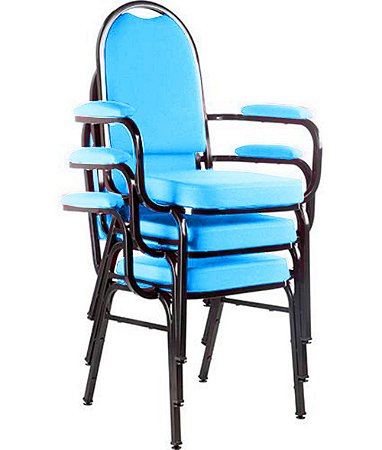 Kit com 3 Cadeiras para Auditório Linha Hotel Azul