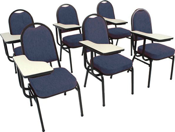 Kit com 6 Cadeiras Universitária para Auditórios Linha Hotel Azul