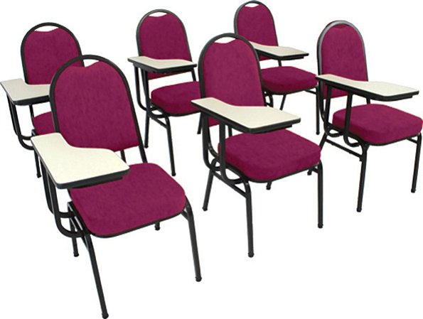 Kit com 6 Cadeiras Universitária para Auditórios Linha Hotel Rosa
