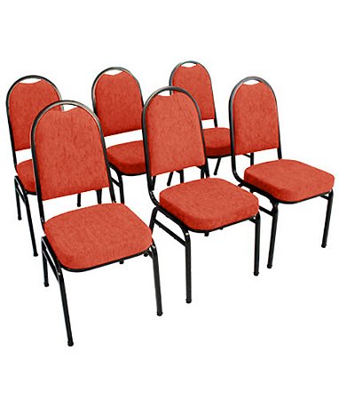 Kit com 6 Cadeiras para Auditórios Linha Hotel Vermelho