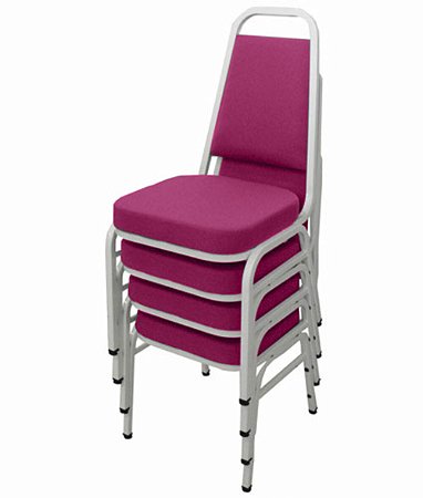 Kit com 4 Cadeiras Empilháveis Linha Hotel Plus Rosa