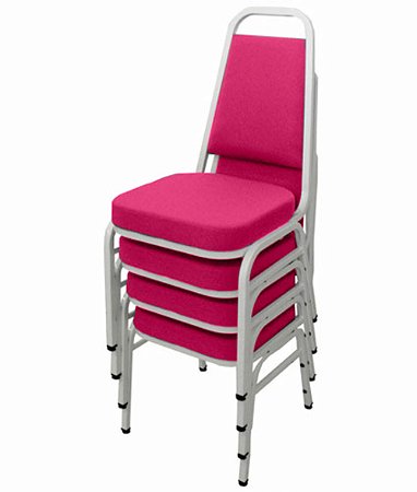 Kit com 4 Cadeiras Empilháveis Linha Hotel Plus Rosa