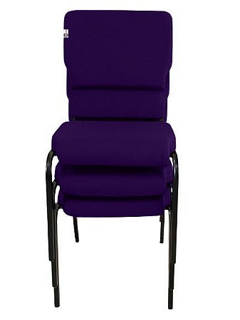 03 Cadeiras Empilhável para Igrejas Evangélicas Linha Church Roxo