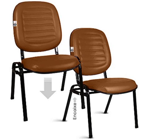 02 Cadeiras Empilhável para Igrejas Evangélicas Linha Holy Marrom