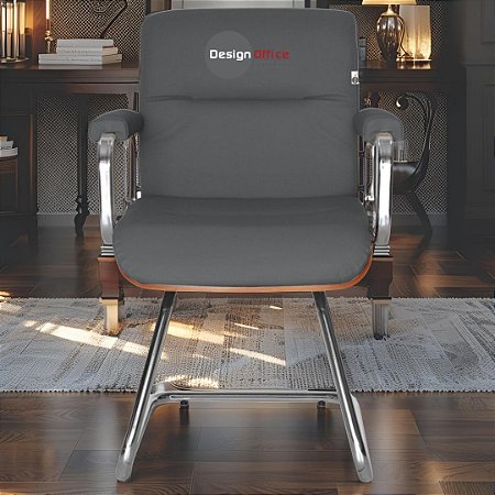 Cadeira Original Eames Interlocutor Cromada Linha Capa em Madeira Marrom Café