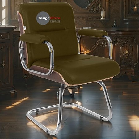 Cadeira Original Eames Interlocutor Cromada Linha Capa em Madeira Escura - Marrom