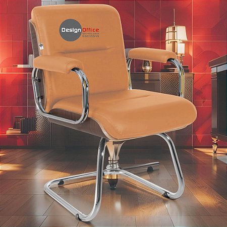 Cadeira Original Eames Interlocutor Cromada Linha Capa em Madeira Escura - Vermelho Telha