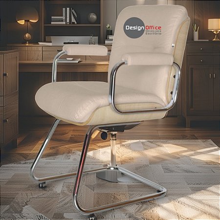 Cadeira Original Eames Interlocutor Cromada Linha Capa em Madeira Clara - Bege