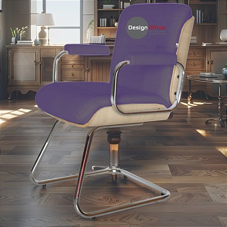 Cadeira Original Eames Interlocutor Cromada Linha Capa em Madeira Clara - Roxo