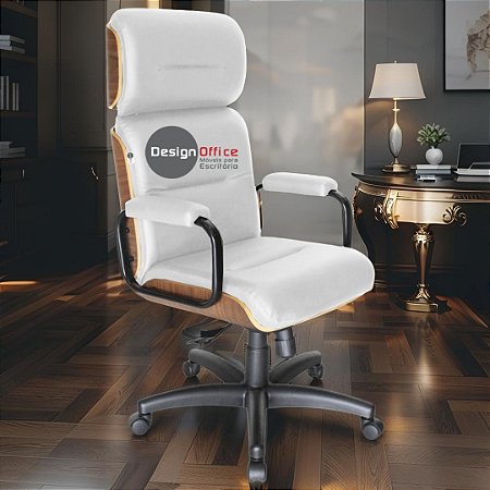 Cadeira Original Eames Presidente com Rodinhas Black e Anti Risco Linha Capa em Madeira - Branco