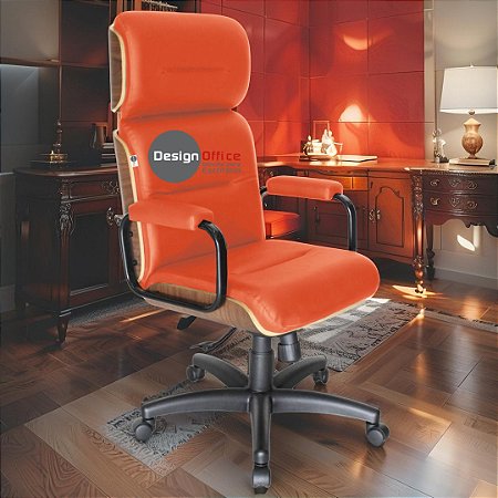 Cadeira Original Eames Presidente com Rodinhas Black e Anti Risco Linha Capa em Madeira - Vermelho Telha