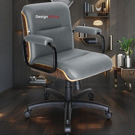 Cadeira Original Eames Diretor com Rodinhas Black e Anti Risco Linha Capa em Madeira - Marrom Café