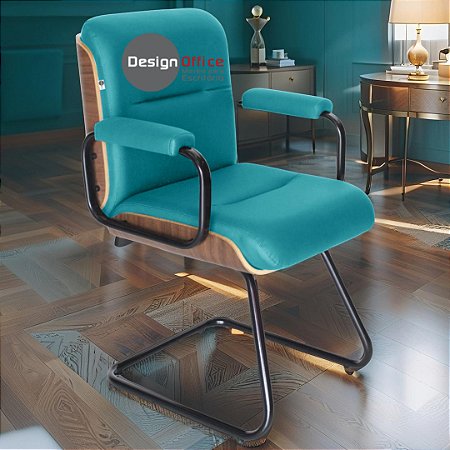 Cadeira Original Eames Interlocutor Black Linha Capa em Madeira - Verde Água