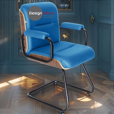 Cadeira Original Eames Interlocutor Black Linha Capa em Madeira - Azul Bebê