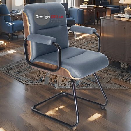 Cadeira Original Eames Interlocutor Black Linha Capa em Madeira - Azul Marinho