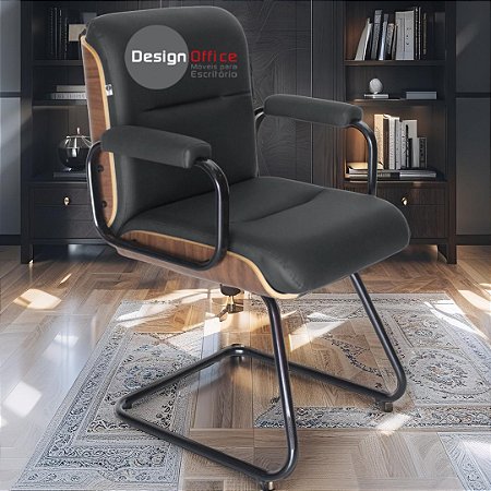 Cadeira Original Eames Interlocutor Black Linha Capa em Madeira - Preto