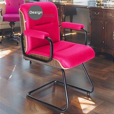 Cadeira Original Eames Interlocutor Black Linha Capa em Madeira - Rosa Pink