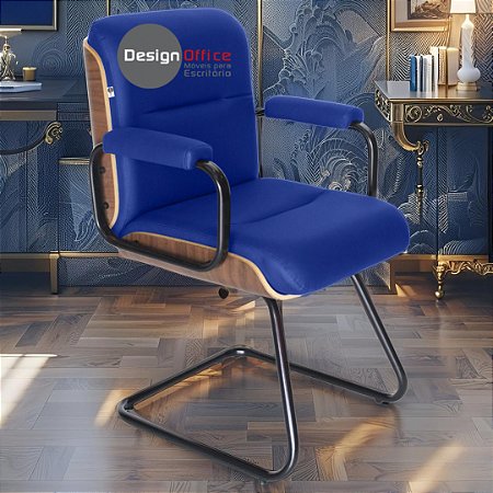 Cadeira Original Eames Interlocutor Black Linha Capa em Madeira - Azul Royal