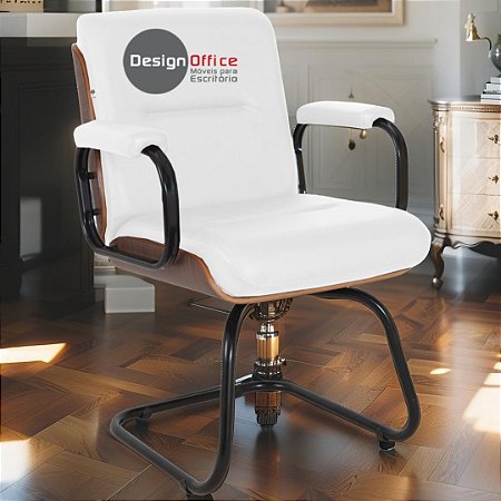 Cadeira Original Eames Interlocutor Black Linha Capa em Madeira Escura - Branco