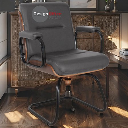 Cadeira Original Eames Interlocutor Black Linha Capa em Madeira Escura - Marrom Café