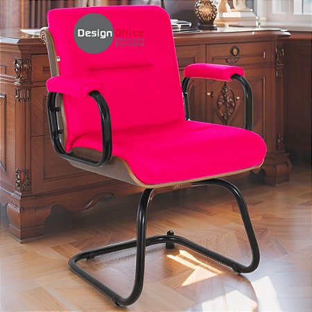 Cadeira Original Eames Interlocutor Black Linha Capa em Madeira Escura - Rosa Pink