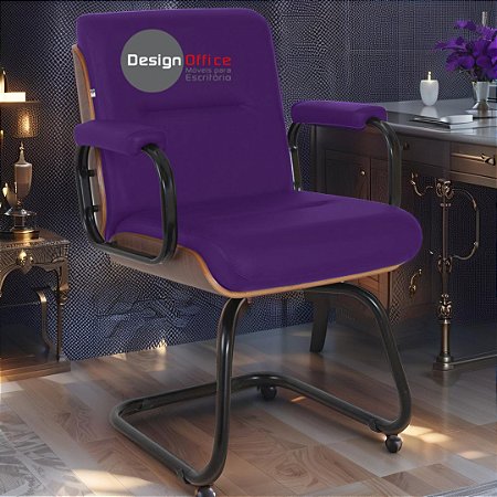 Cadeira Original Eames Interlocutor Black Linha Capa em Madeira Escura - Roxo