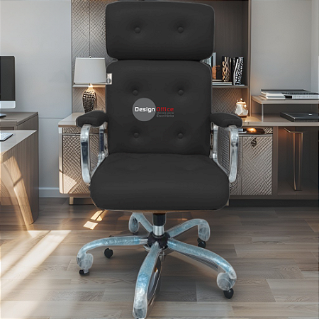 Cadeira Original Eames Presidente com Rodinhas Cromadas e Anti Risco Linha Capa em Madeira Escura ou Clara - Marrom Café