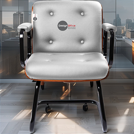 Cadeira Design Office Eames Signature Interlocutor Black - Capa em Madeira - Branco