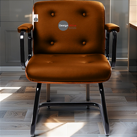 Cadeira Design Office Eames Signature Interlocutor Black - Capa em Madeira - Caramelo