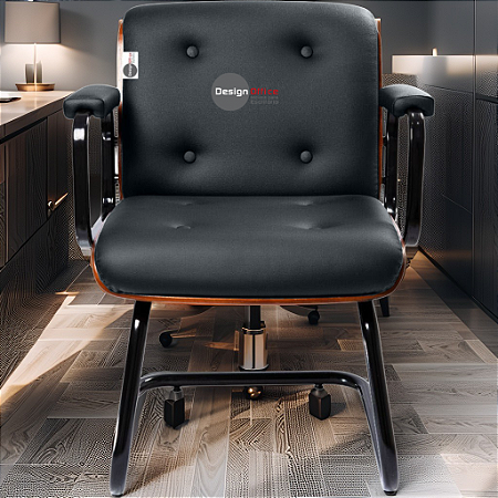 Cadeira Design Office Eames Signature Interlocutor Black - Capa em Madeira - Cinza Escuro