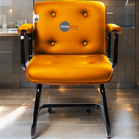 Cadeira Design Office Eames Signature Interlocutor Black - Capa em Madeira - Laranja
