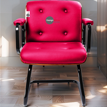 Cadeira Design Office Eames Signature Interlocutor Black - Capa em Madeira - Rosa Pink