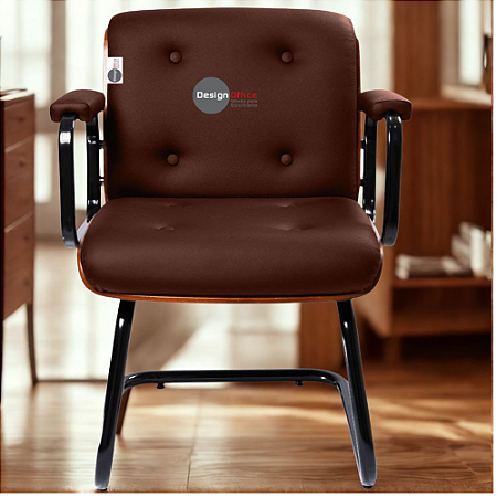 Cadeira Design Office Eames Signature Interlocutor Black - Capa em Madeira - Vermelho Vinho