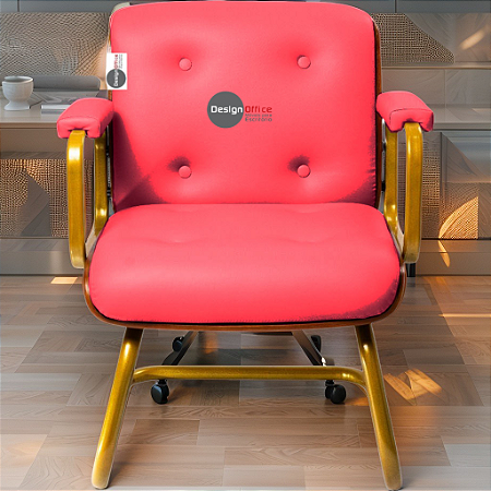 DUPLICADO - Cadeira Design Office Eames Signature Interlocutor Dourada - Capa em Madeira - Amarelo Mostarda